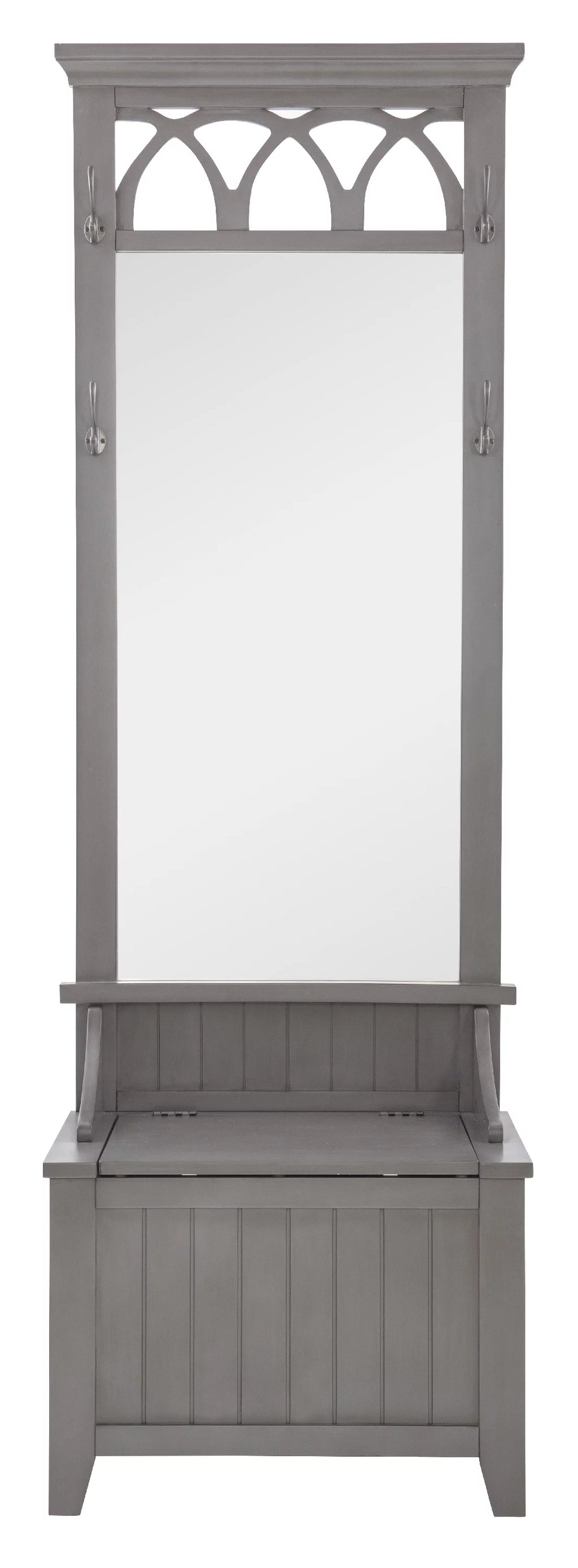 Gray Hall Tree with Storage Bench and Mirror W782829
