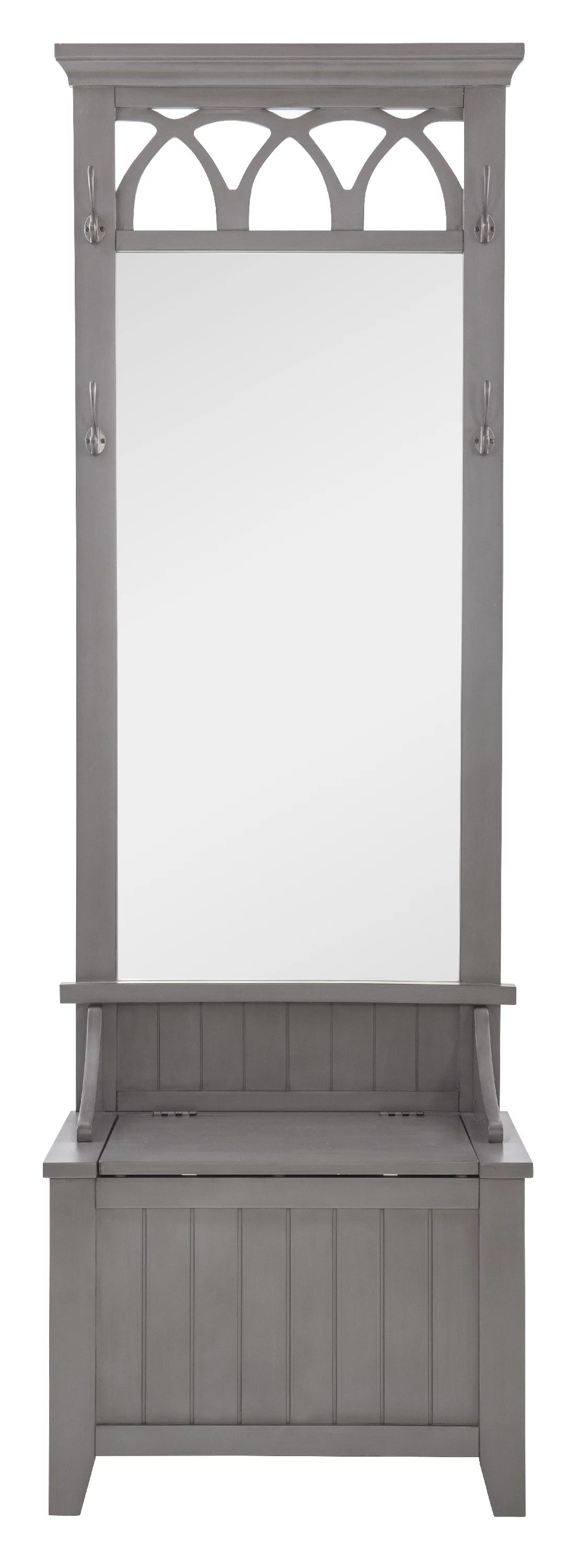 Gray Hall Tree with Storage Bench and Mirror W782829
