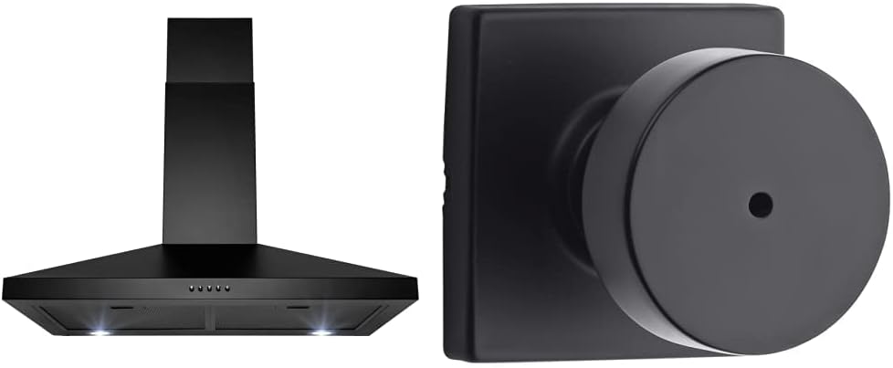Black Painted Stainless Steel Wall Mount Range Hood with Carbon Filters X9482