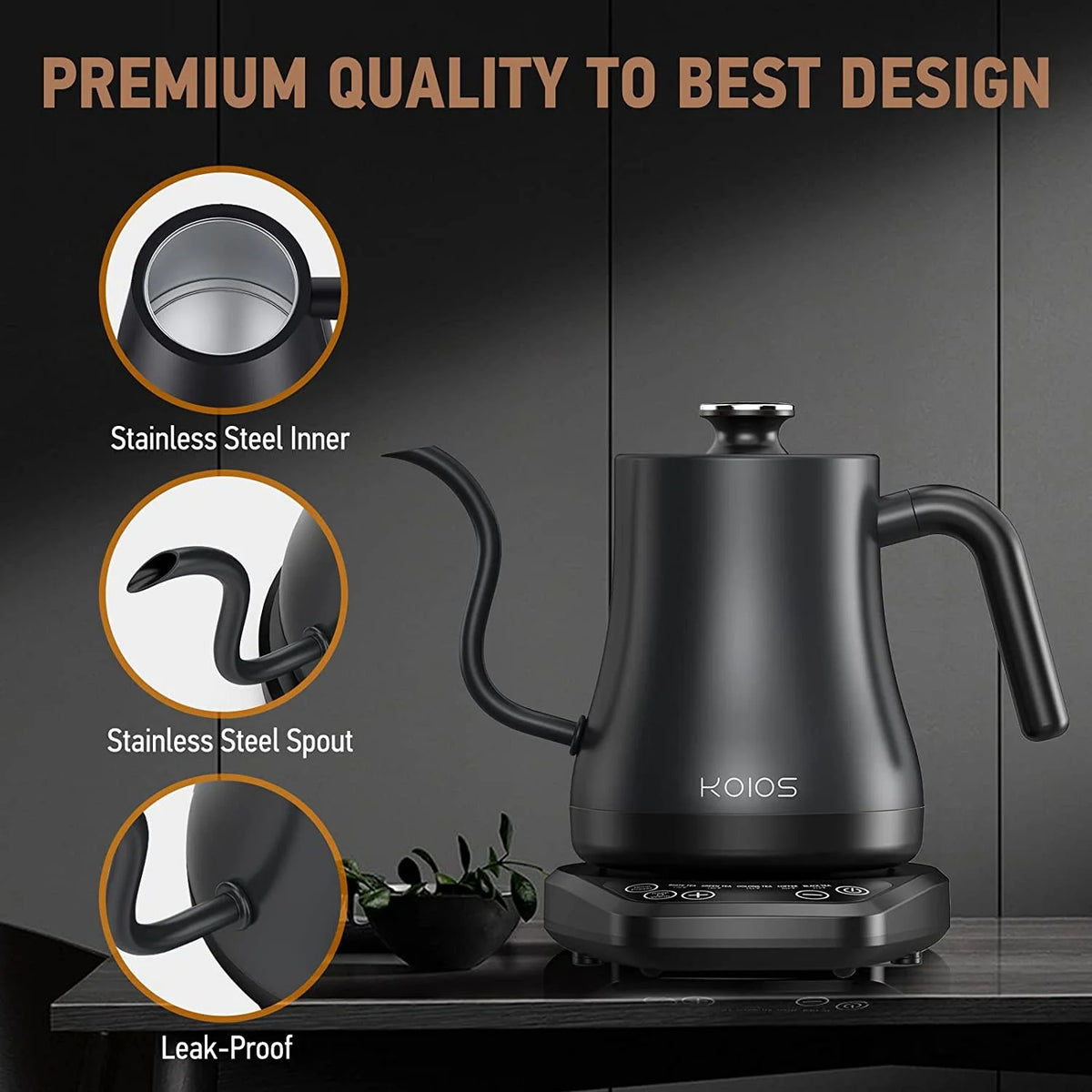 Electric Gooseneck Kettle, Stainless Steel, 1200W, 0.8L B2615