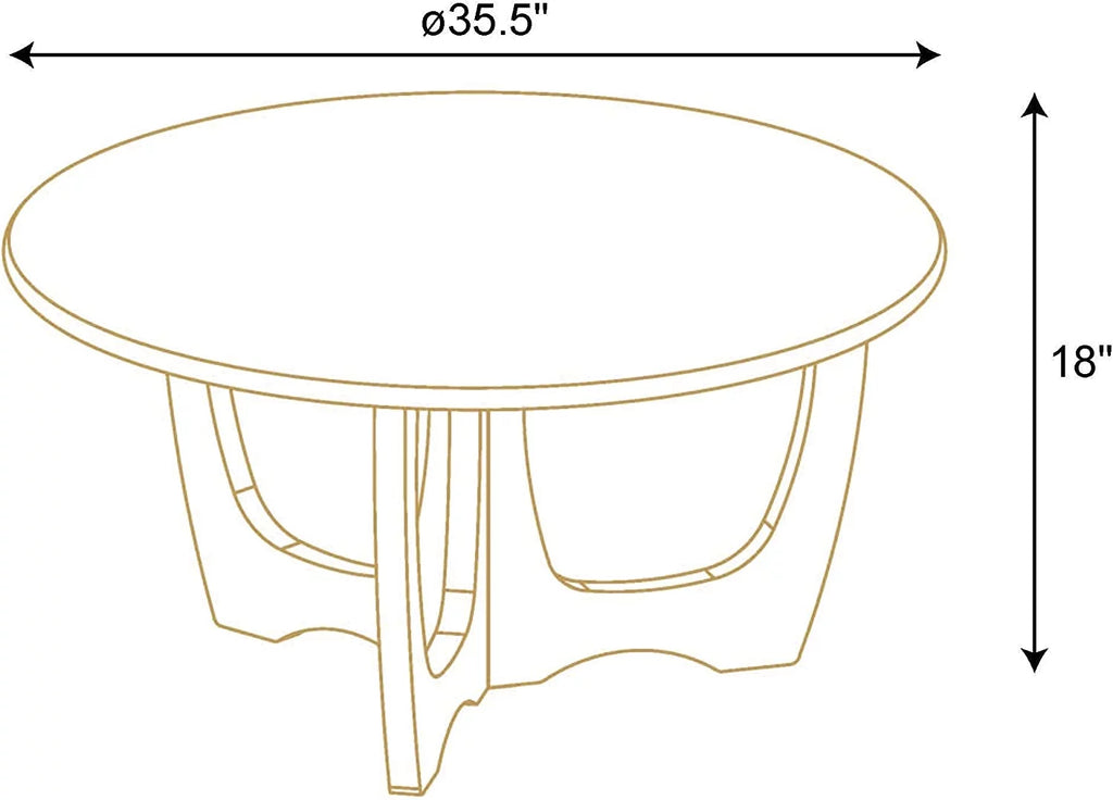 Round Wooden Coffee Table 35.5 x 18 Inches Gray A356375