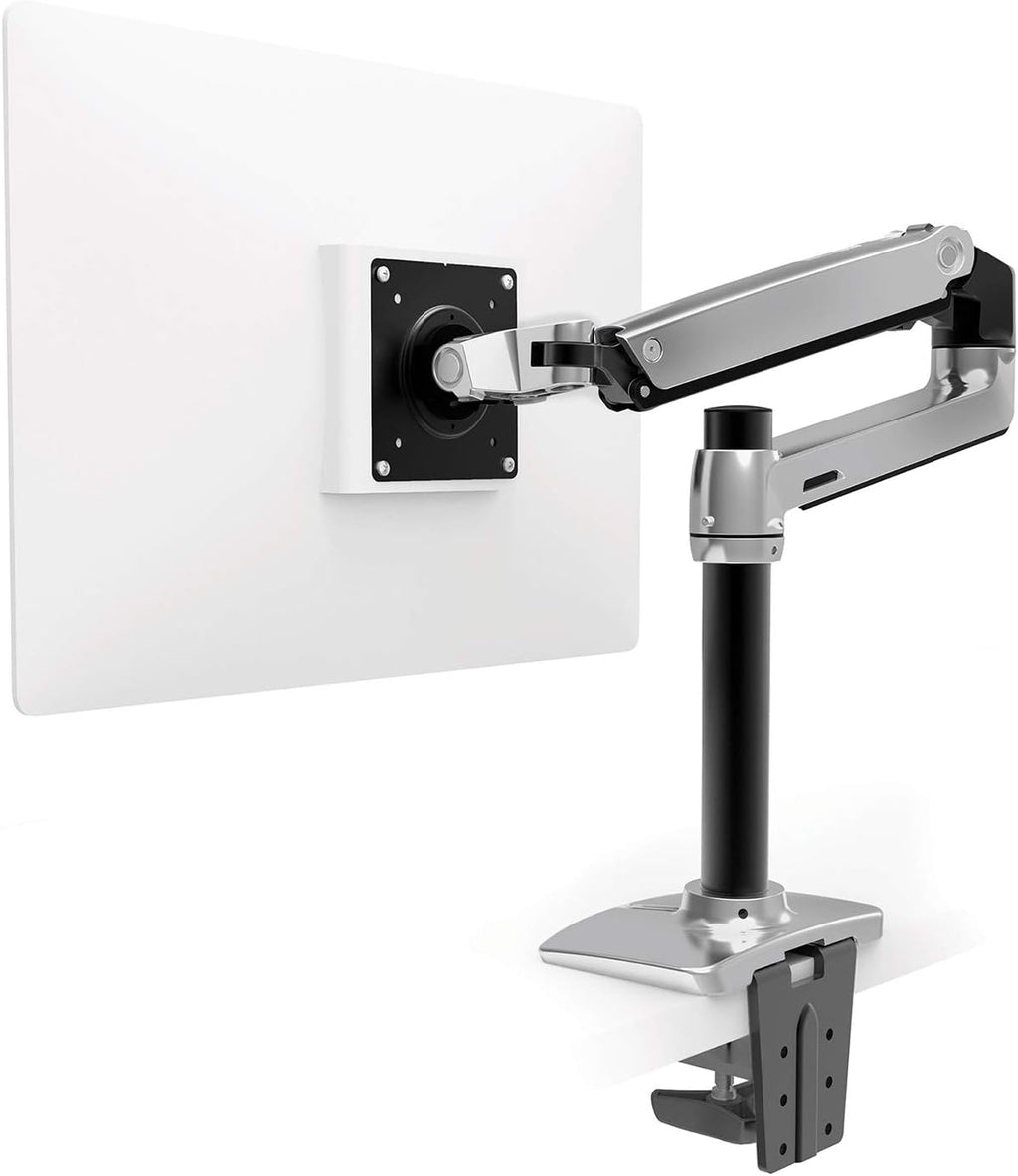 White Tall Pole Single Monitor Arm Desk Mount E7501