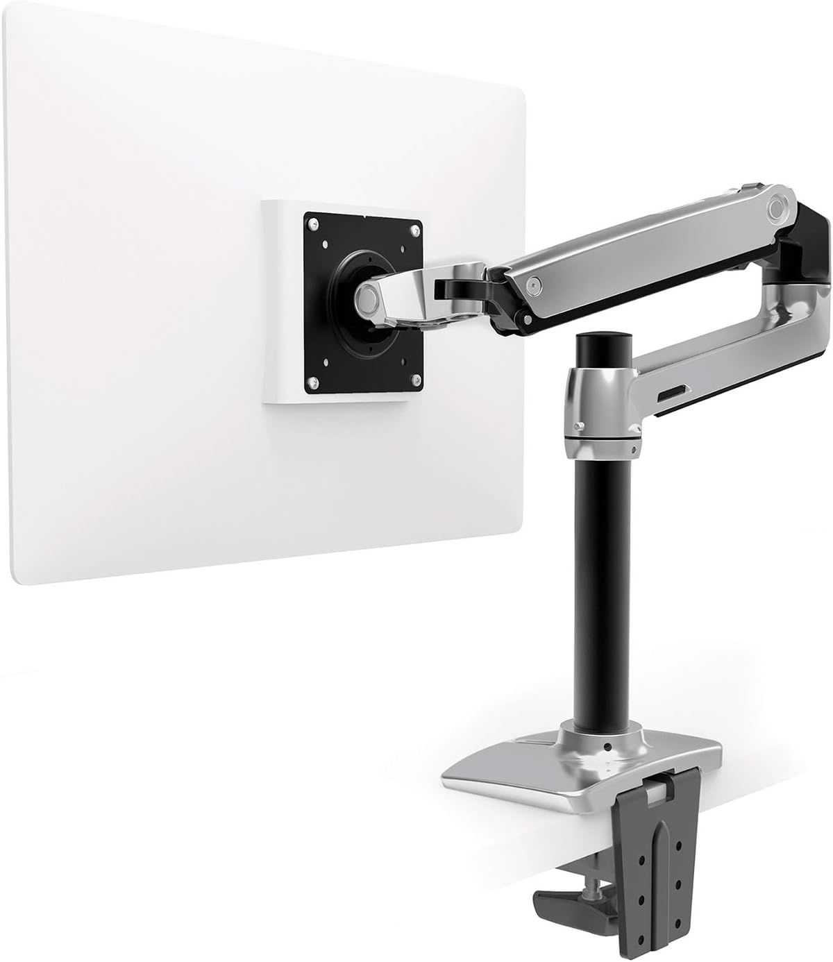White Tall Pole Single Monitor Arm Desk Mount E7501