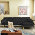 Velvet L Shaped Reversible Sectional Couch with Ottoman H891