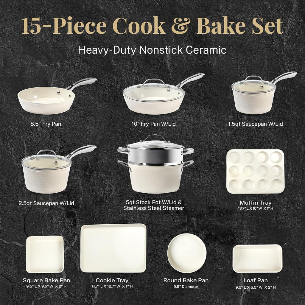 15 Piece Non Stick Ceramic Cookware Set Z9526
