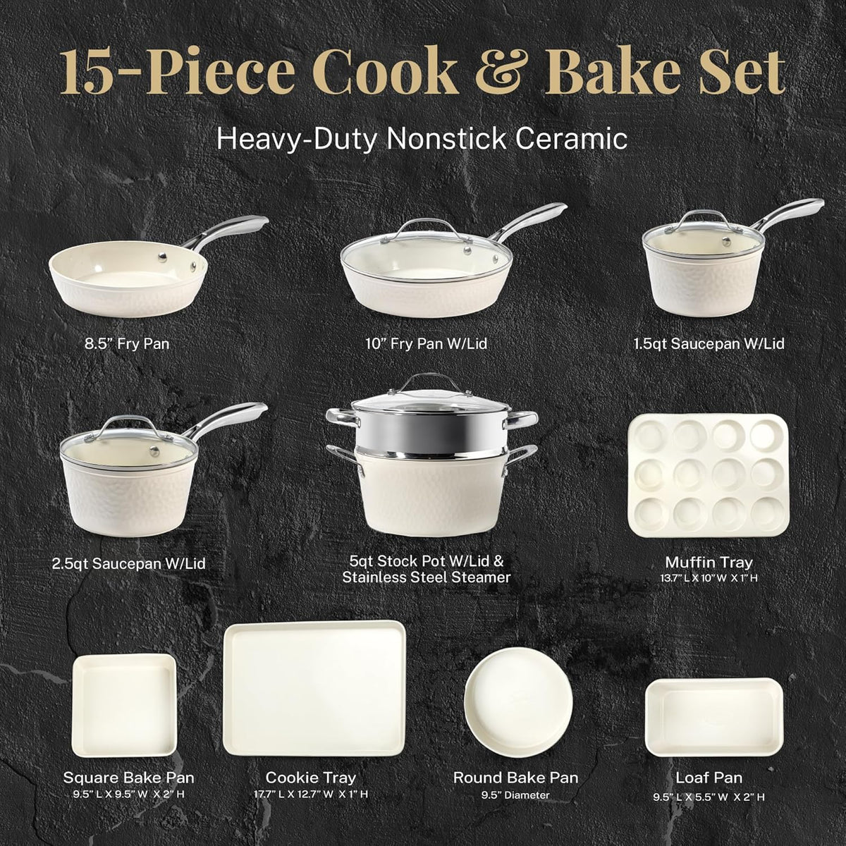 15 Piece Non Stick Ceramic Cookware Set Z9526