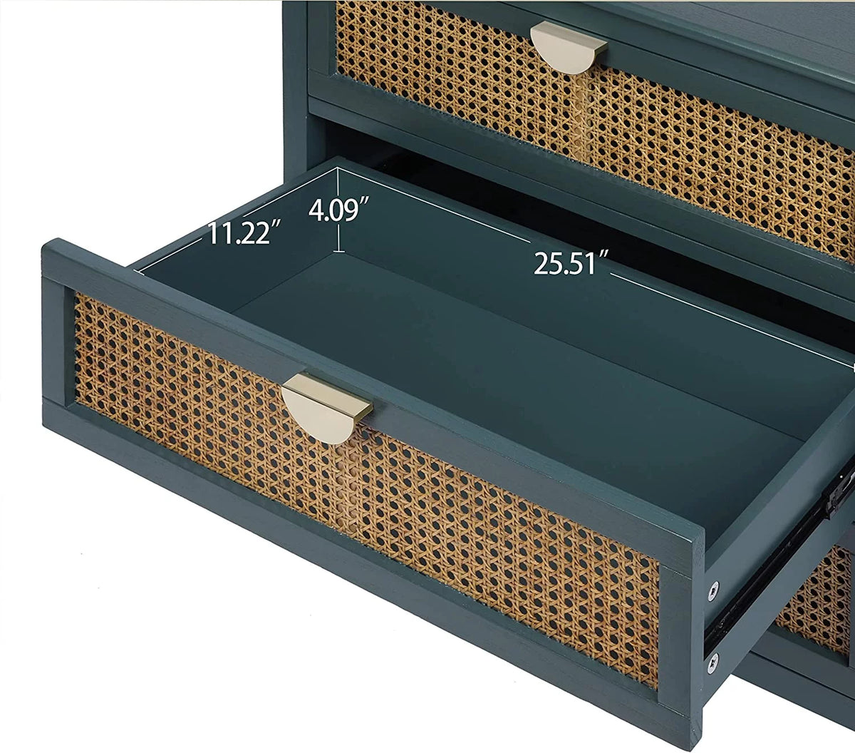 3 Drawer Rattan Dresser with Golden Metal Handles G895590