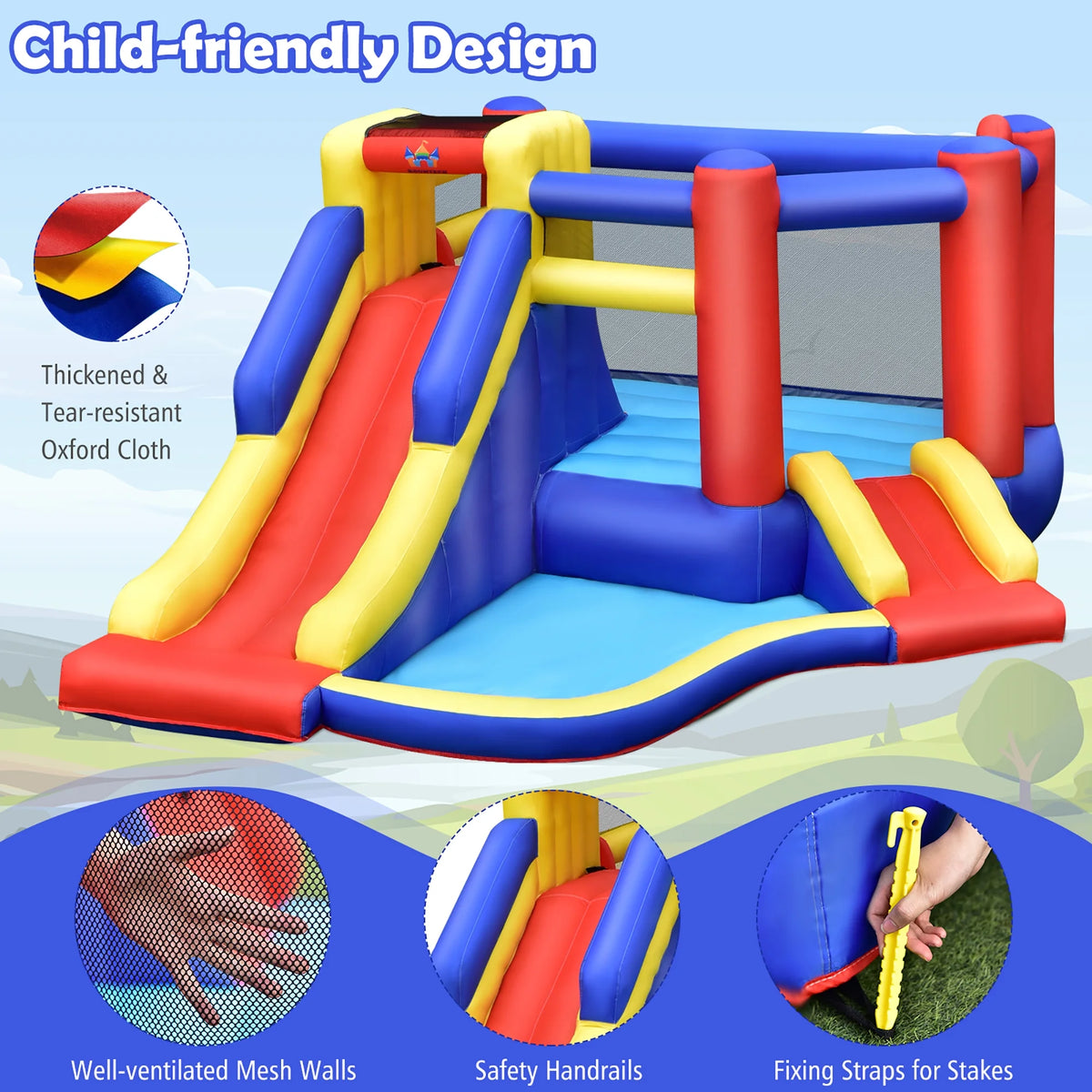 Inflatable Bouncy Castle with Double Slides J455