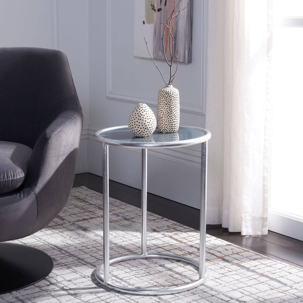 Silver/Grey Glass Top Accent Table C596