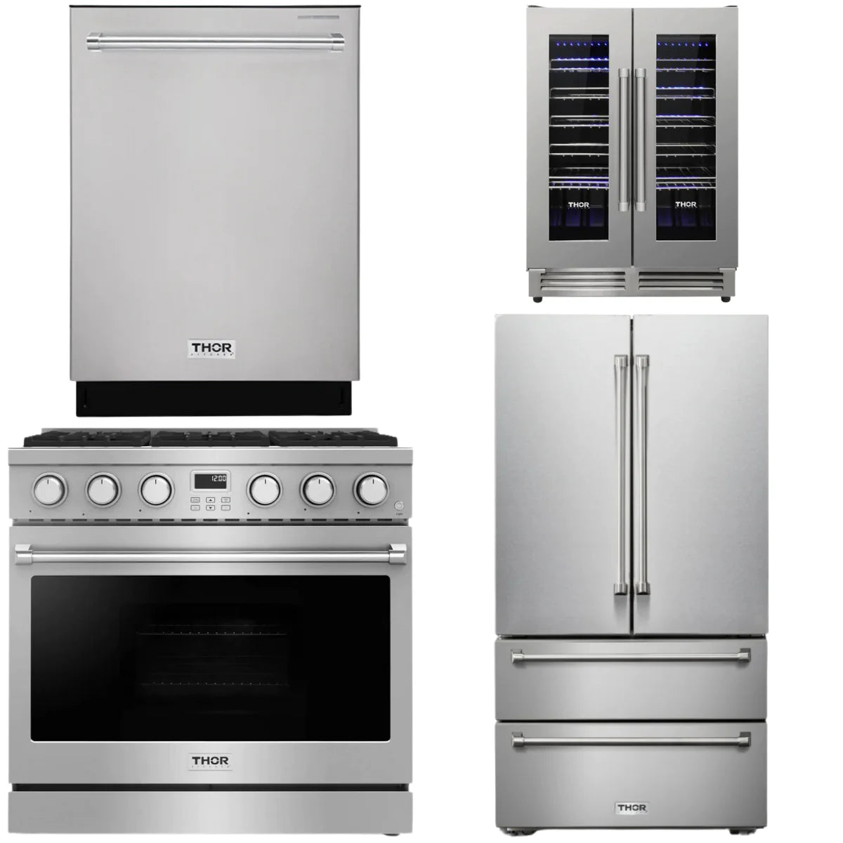 36 Gas Range, Refrigerator, Dishwasher and Wine Cooler H6683