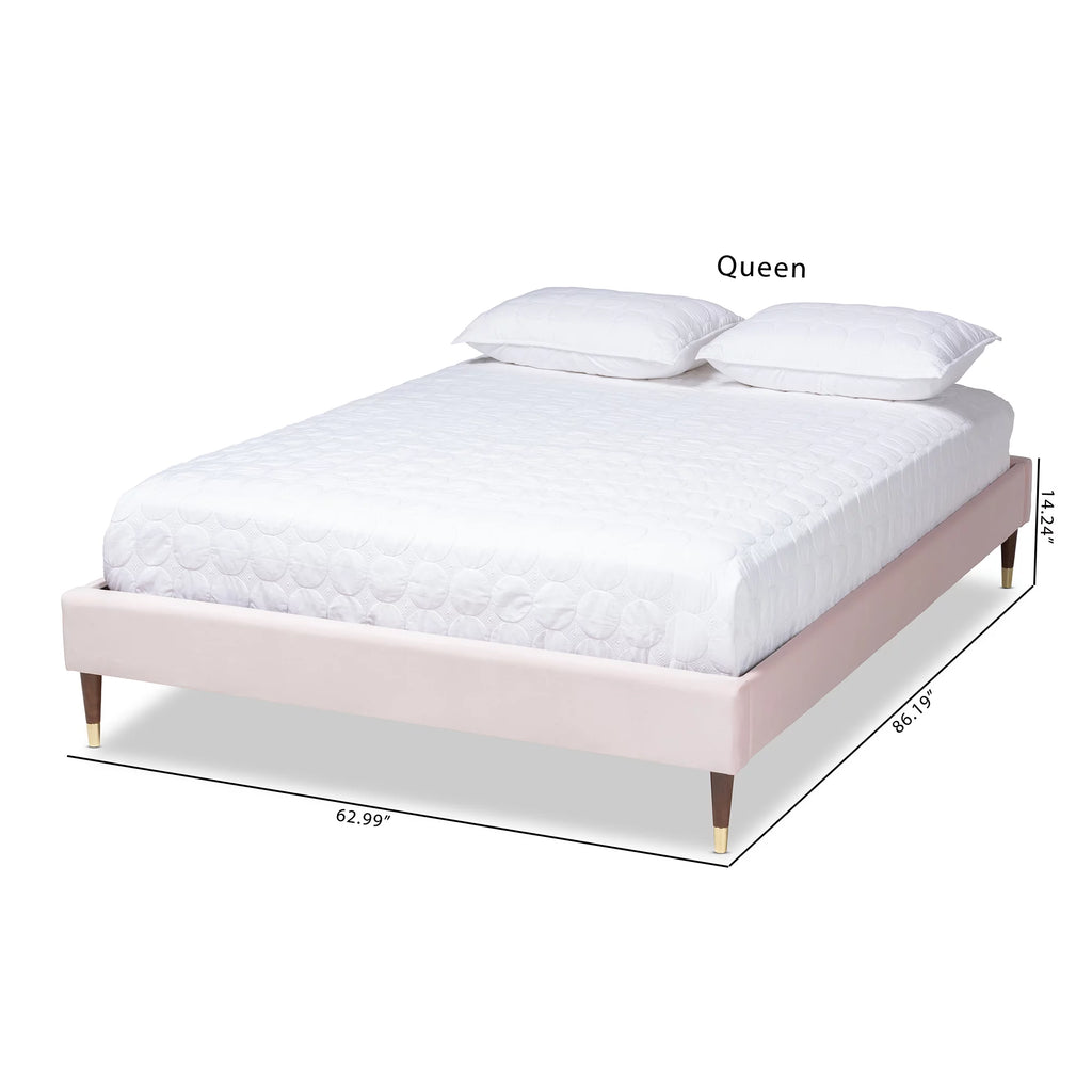 Velvet Upholstered Wood Platform King Bed X923
