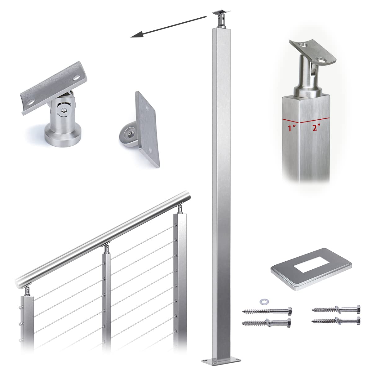 Stainless Steel Brushed Cable Railing Post N397
