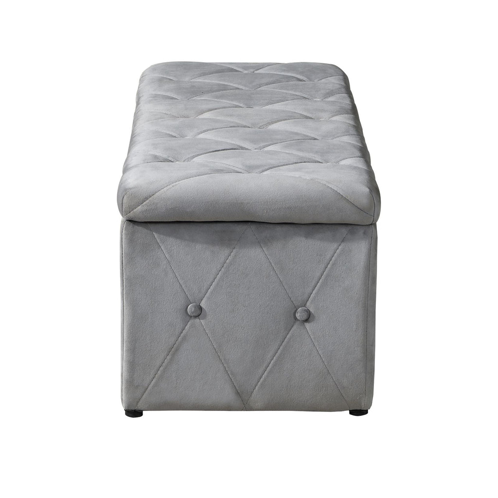 Rectangular Velvet Ottoman Storage with Lids Gray O2518