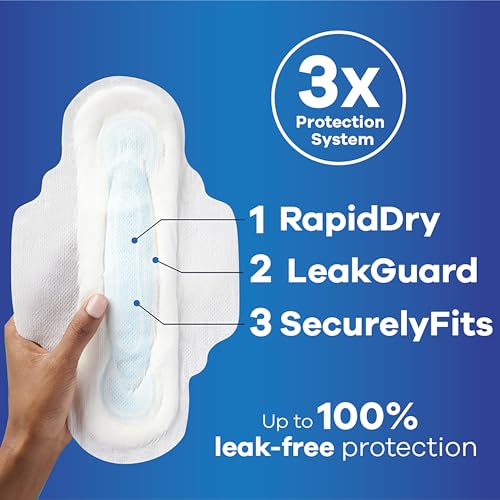 Size 2 Long Super Absorbency Unscented Maxi Pads with Wings, 60 Count A638