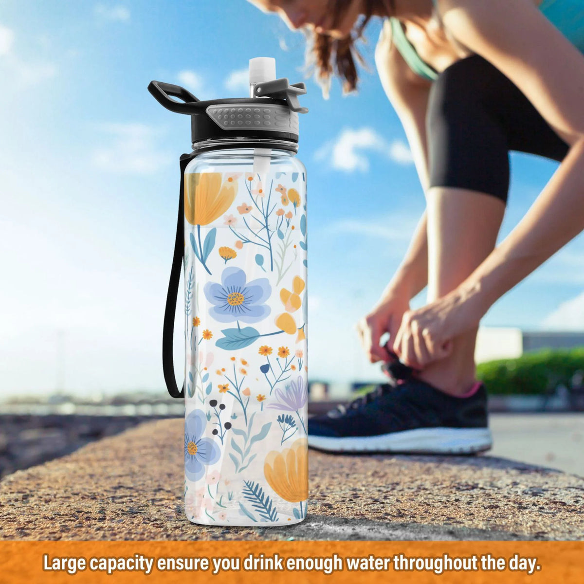 32oz Tritan Water Bottles with Straw Leakproof BPA Free Clear S686415
