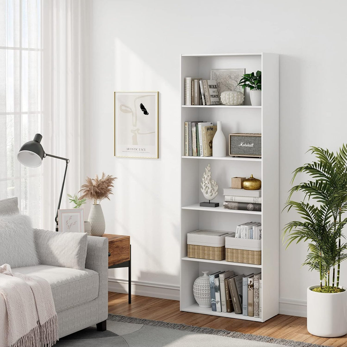 5-Shelf Wood Bookcase J19455