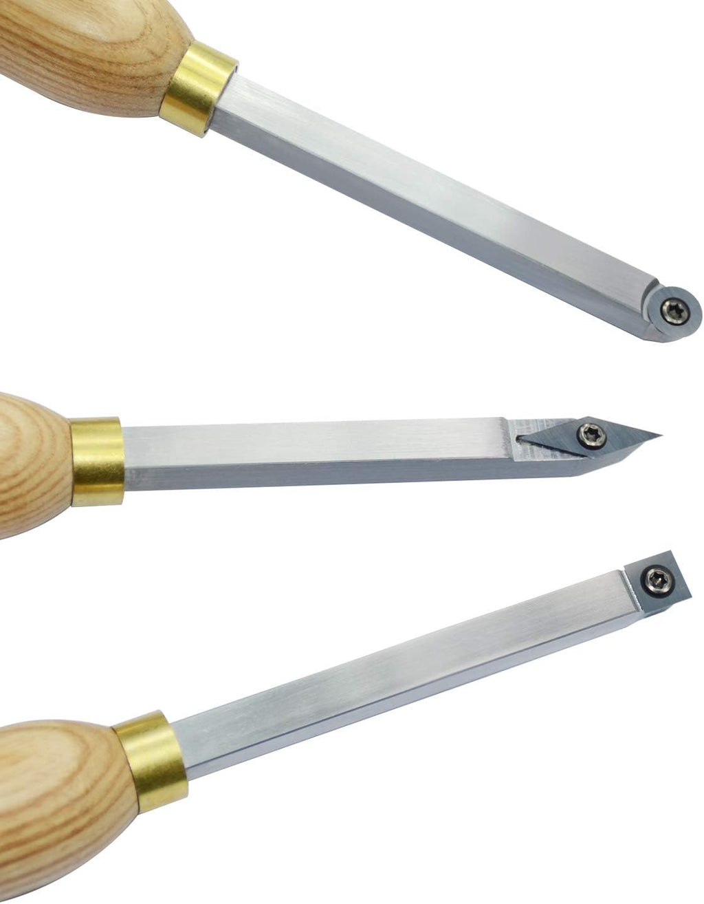 3 Pc Carbide Tipped Wood Lathe Turning Tools Set with Wood Handle W73676