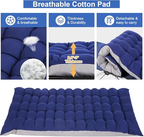 Blue Heavy Duty Folding Camping Cot with Carry Bag V7899
