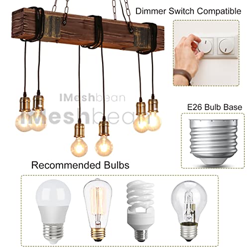 10 Heads Rustic Wood Beam Hanging Pendant Light Fixture G60044
