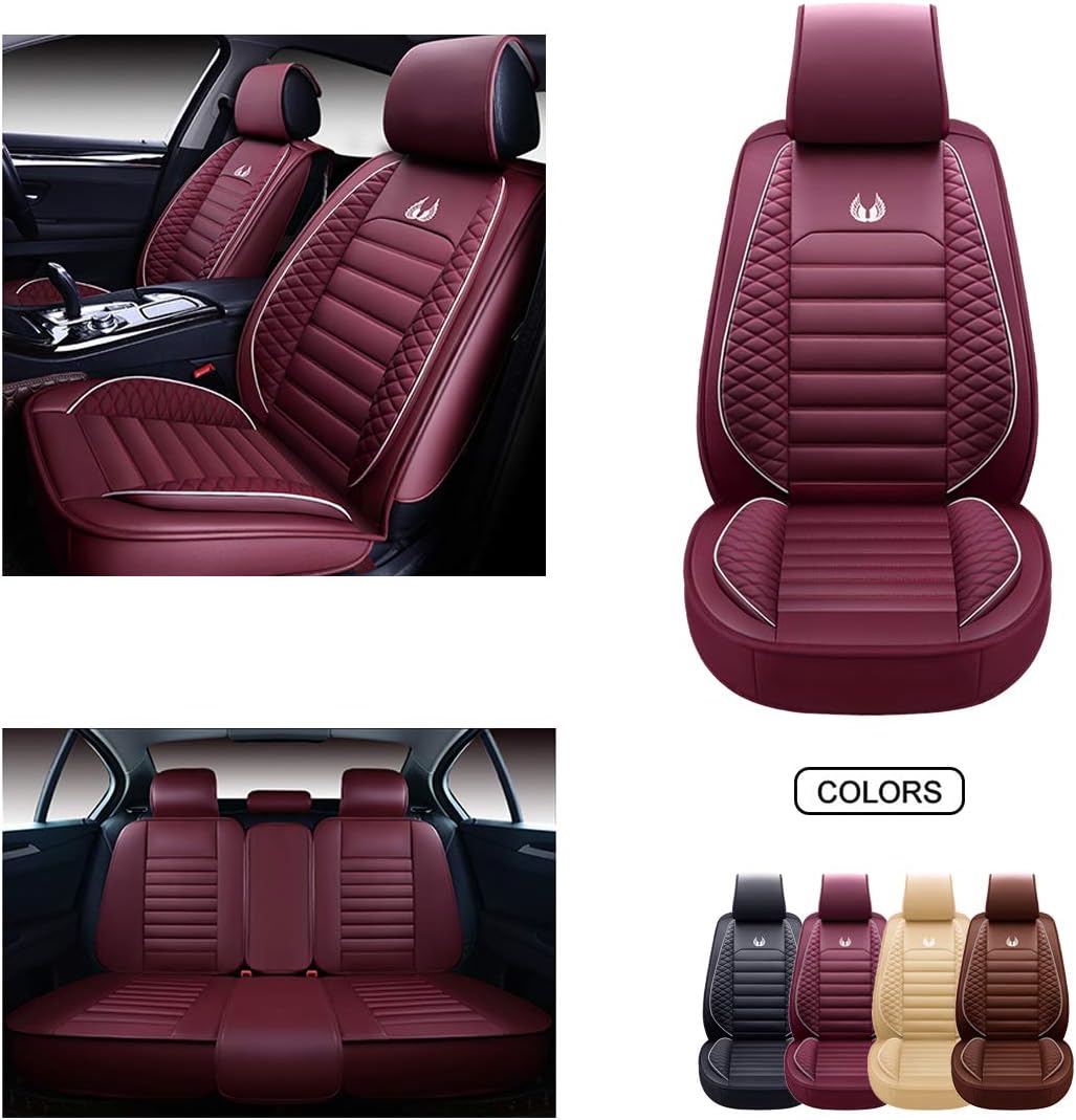 Leather Car Seat Covers Black Grey B656914