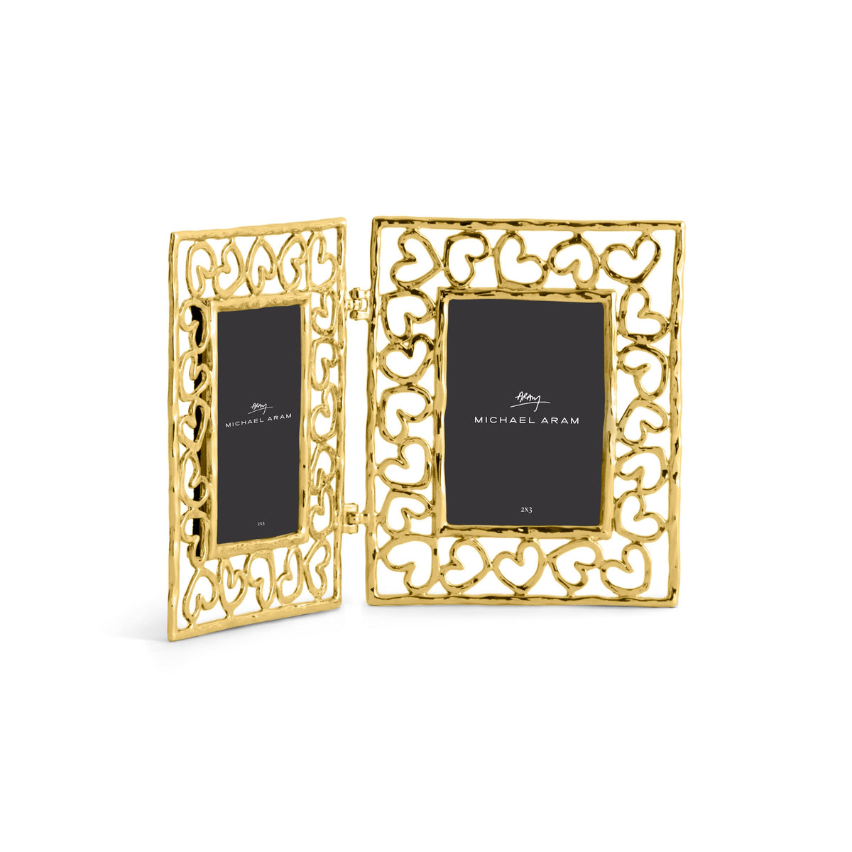 Heart Gold Hinged Frame 2x3 B772