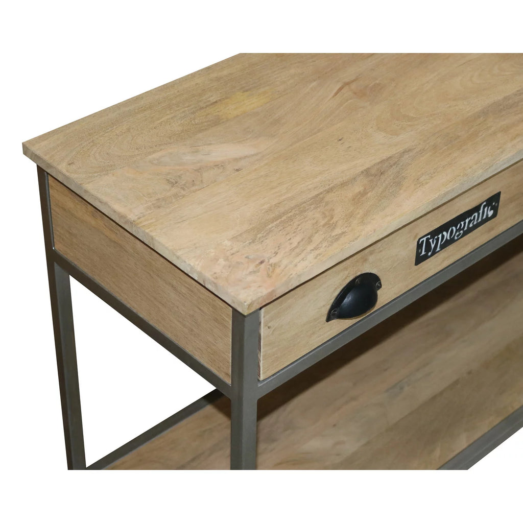Wood Sofa/Console Table Natural Tan/Iron Silver A918