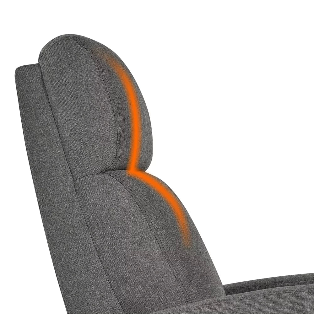 2pcs Gray Fabric Upholstered Recliner Chair Q337587
