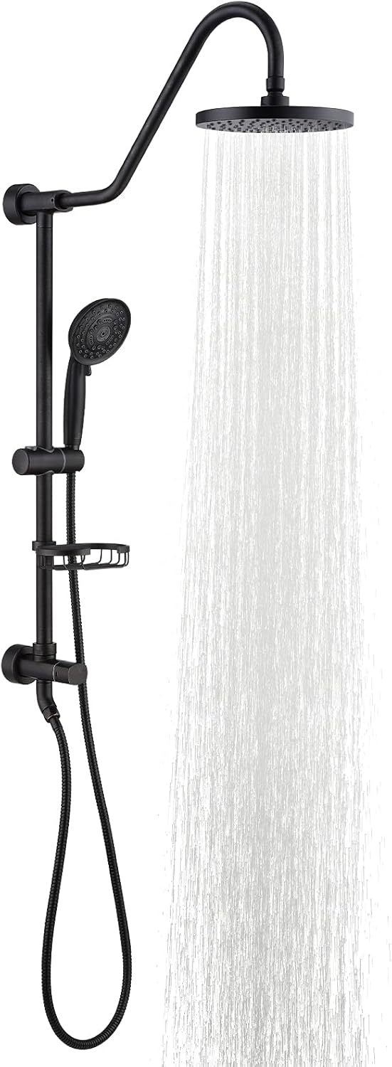 Chrome 8" Rain Shower System with Handheld and Stainless Steel Hose B7083