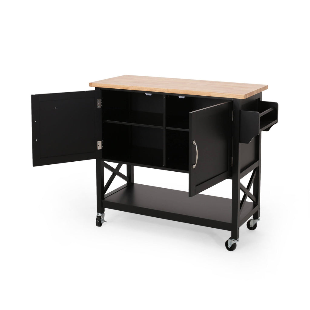 Gray Farmhouse Kitchen Cart with Wheels F401