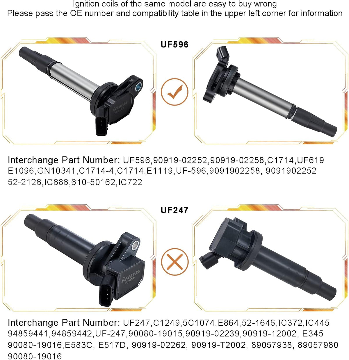 Set of 4 Ignition Coil Pack for 2009-2017 Corolla 1.8L 2.4L L4 Prius F412