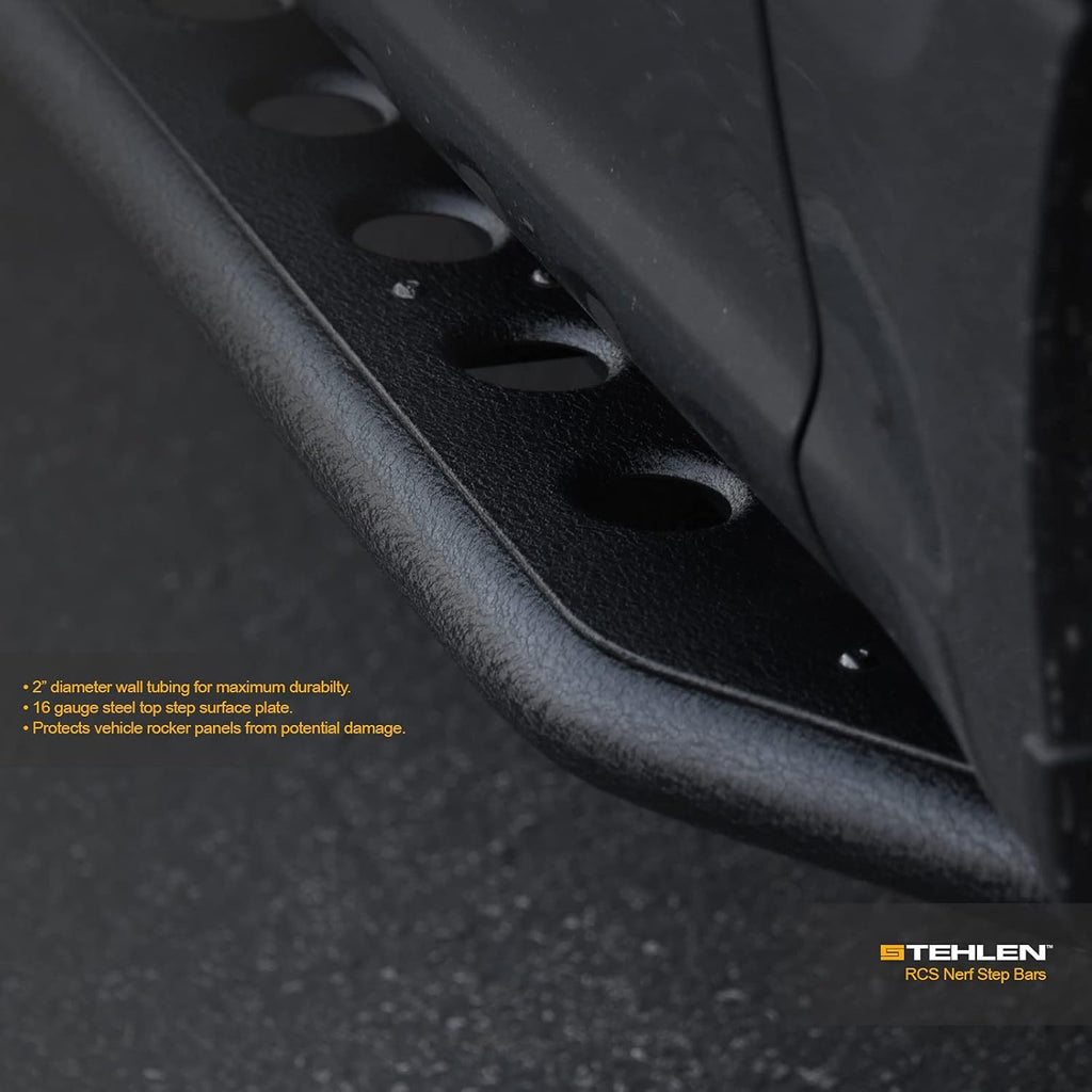 Textured Black Rock Slider Side Step Rail Nerf Bars for Ram 1500 Crew Cab W690