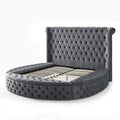 Gray Upholstered Round Storage Queen Size Bed F9359