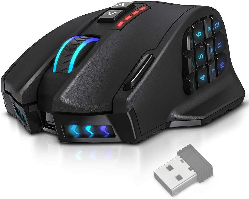 RGB Wireless MMO Gaming Mouse, 16,000 DPI, 16 Programmable Buttons, Pack of 2 K80904