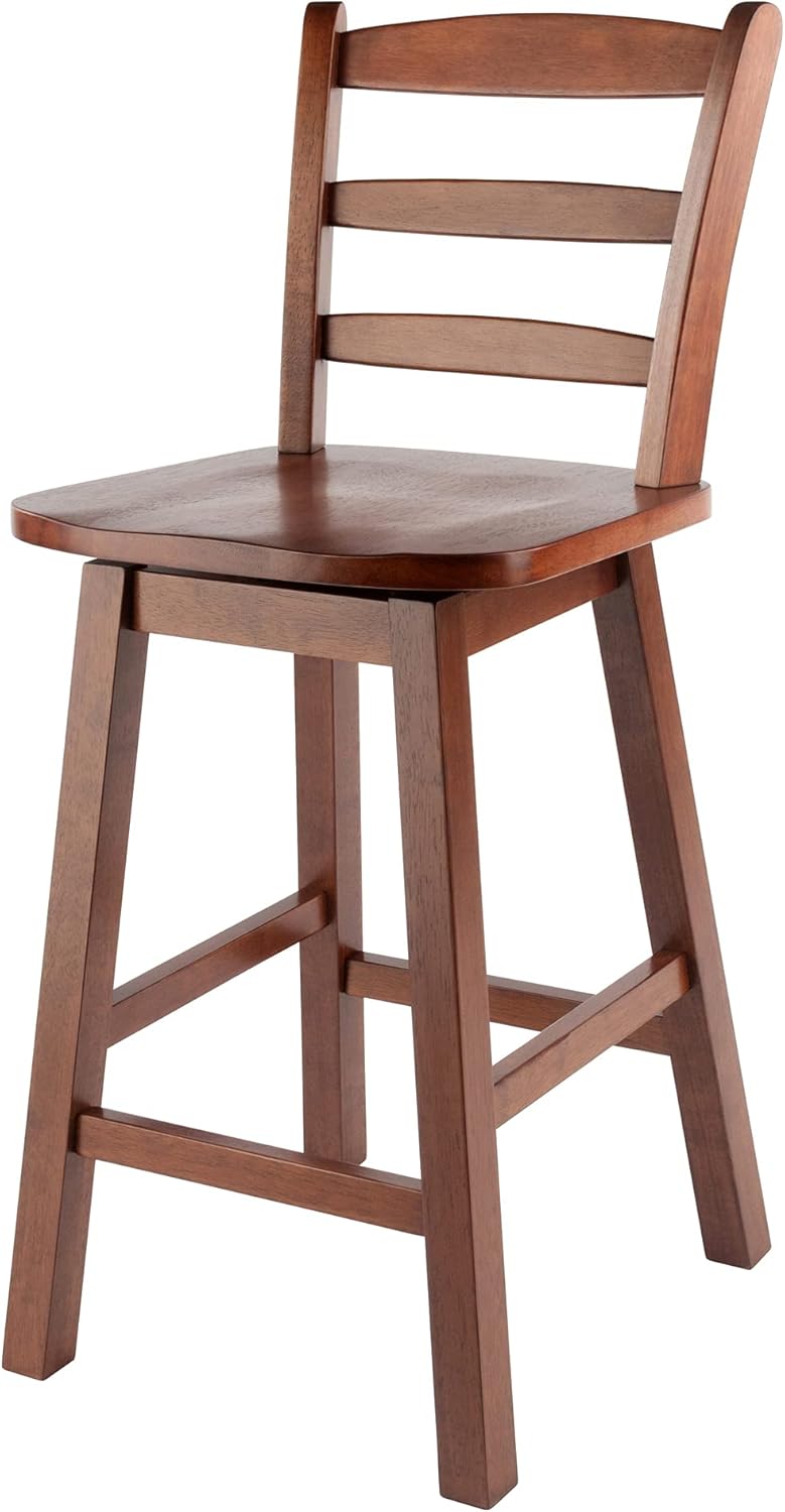 Walnut Ladder Back Swivel Seat Counter Stool S923