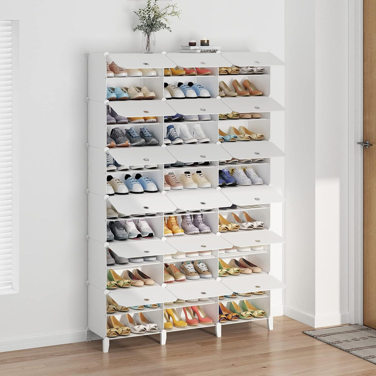 Portable 72 Pair Shoe Rack Organizer White F661788