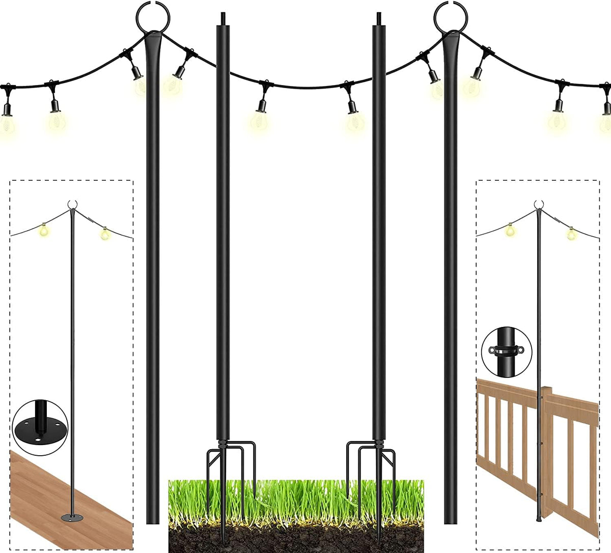 String Light Poles with Hooks 2PCS X500620