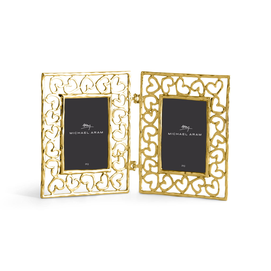 Heart Gold Hinged Frame 2x3 B772