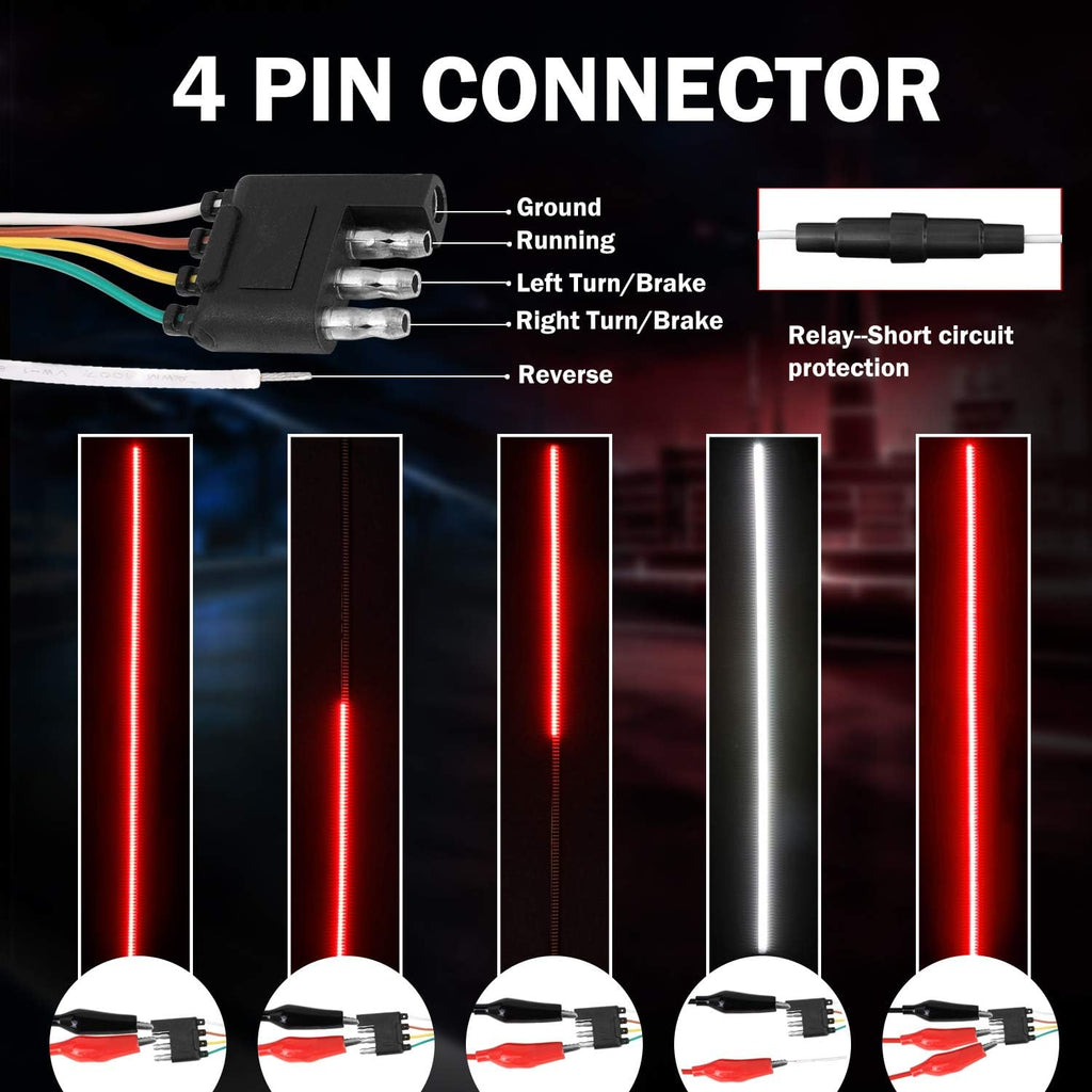 60 Inch Quad Row LED Truck Bed Light Strip, Red Brake/Running, Pack of 2 I49374