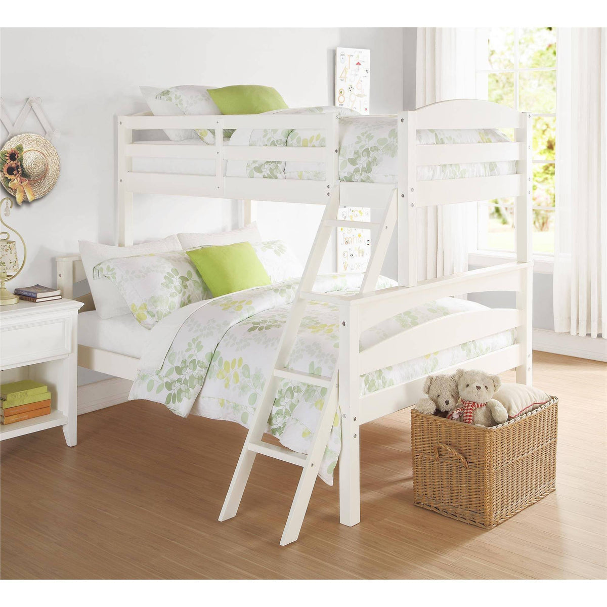 White Twin Over Full Wood Bunk Bed Frame E9976