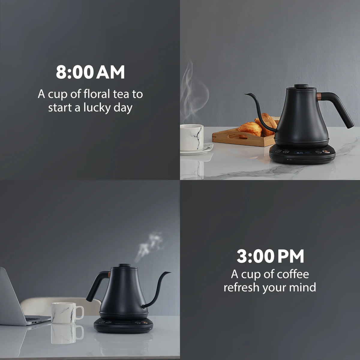 Electric Gooseneck Kettle 0.8L 1200W Matt Black D3607