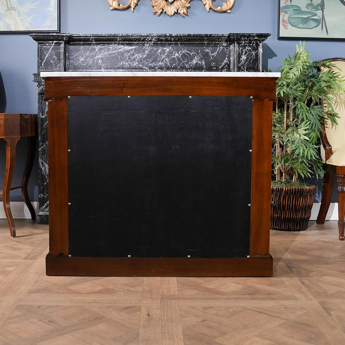 Mahogany Marble Top Console W773112