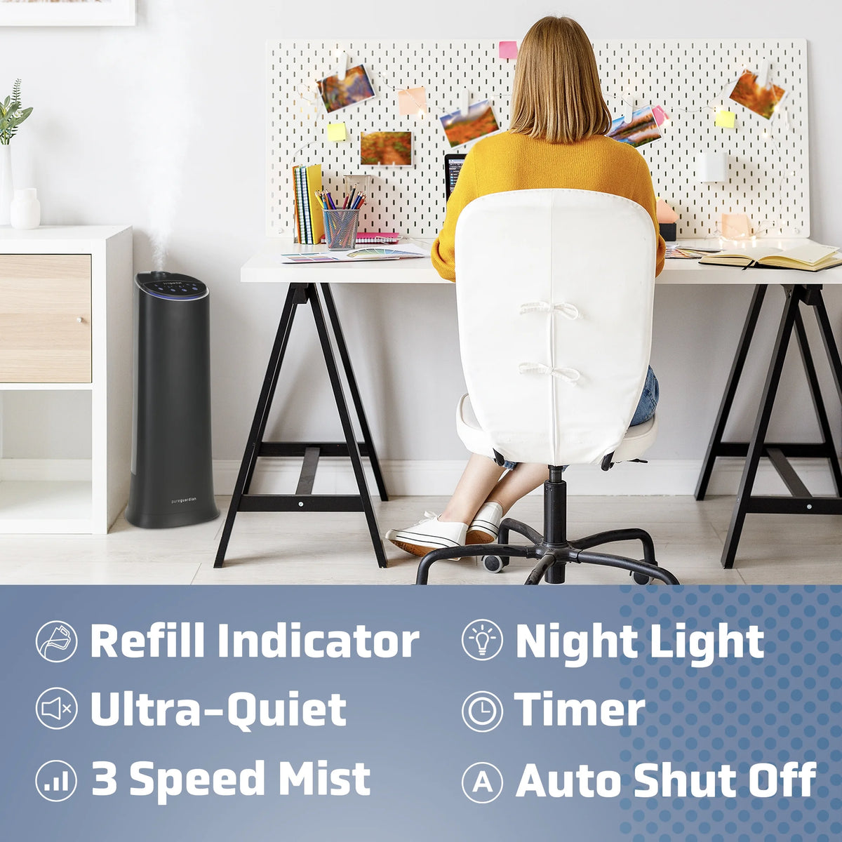 Black 1.5 Gallon Ultrasonic Cool Mist Tower Humidifier H774