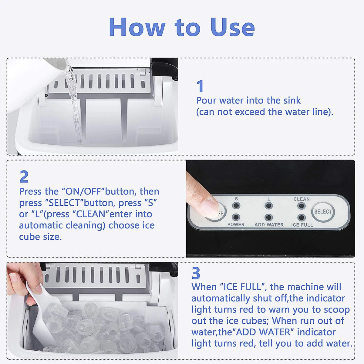 Portable Countertop Ice Maker with 2 Ice Cube Sizes V580