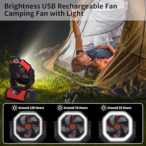20000mAh Rechargeable Portable Camping Fan with LED Light J641