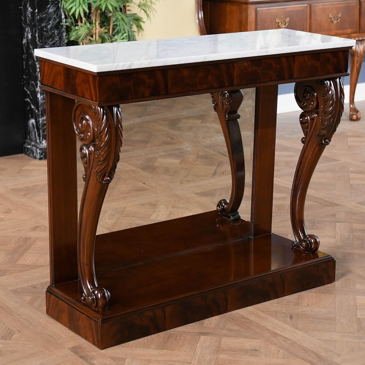 Mahogany Marble Top Console W773112
