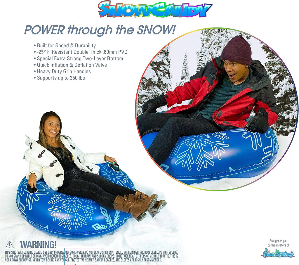 Blue Inflatable Snow Tube Sled with Handles Q6449