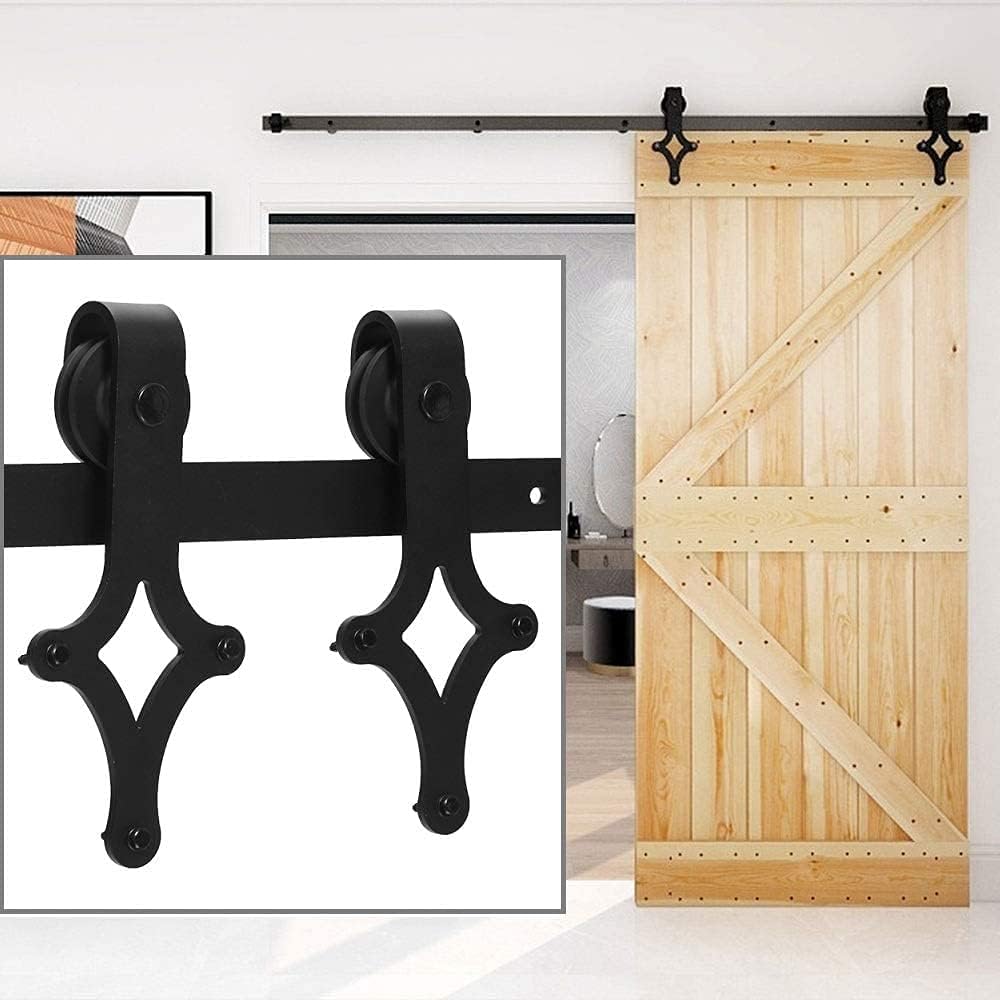 14FT Black Sliding Barn Door Hardware Kit N3637