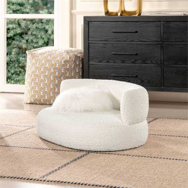 Medium Ivory Curved Dog Sofa Bed J34853