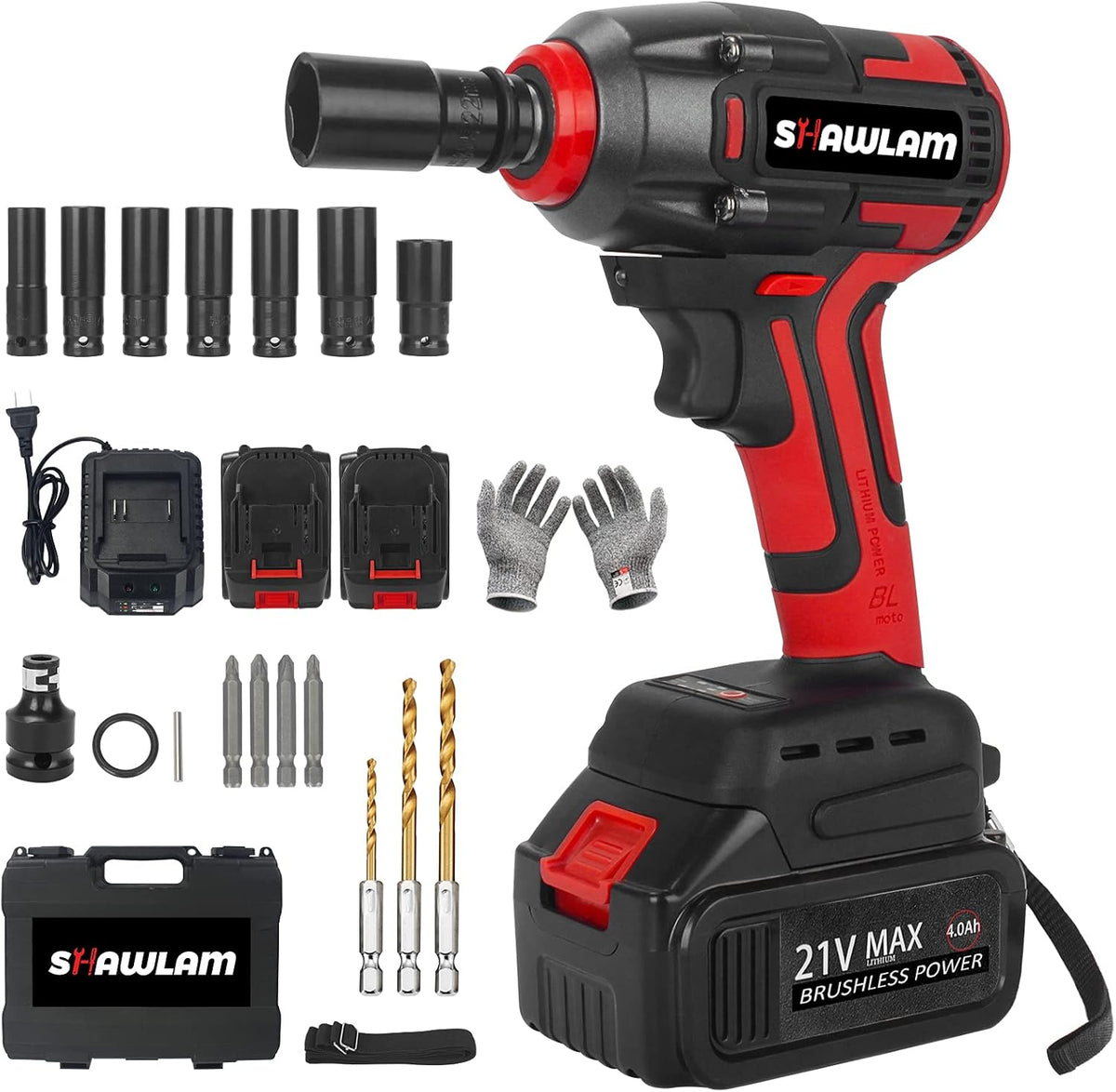 Cordless Impact Wrench with 21V 4.0AH Battery Pack V657