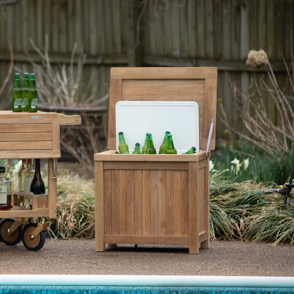 36 Quart Teak Ice Chest Cooler Side Table T53829